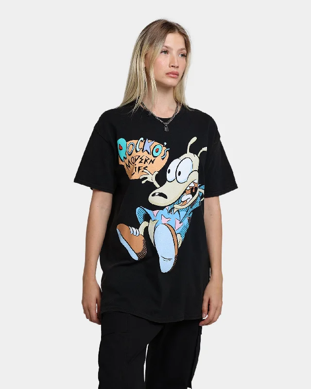 American Thrift X Rocko's Modern Life Rocko's Modern Life Vintage T-Shirt Black Wash Front Pockets Side Pockets Patch Pockets