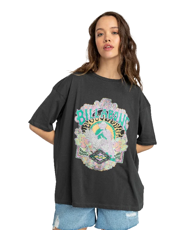 Warm Waves T-Shirt in Off Black Mesh Canvas Denim