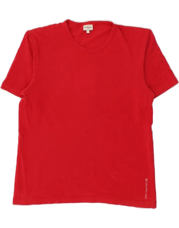 CALVIN KLEIN JEANS Womens T-Shirt Top UK 16 Large Red