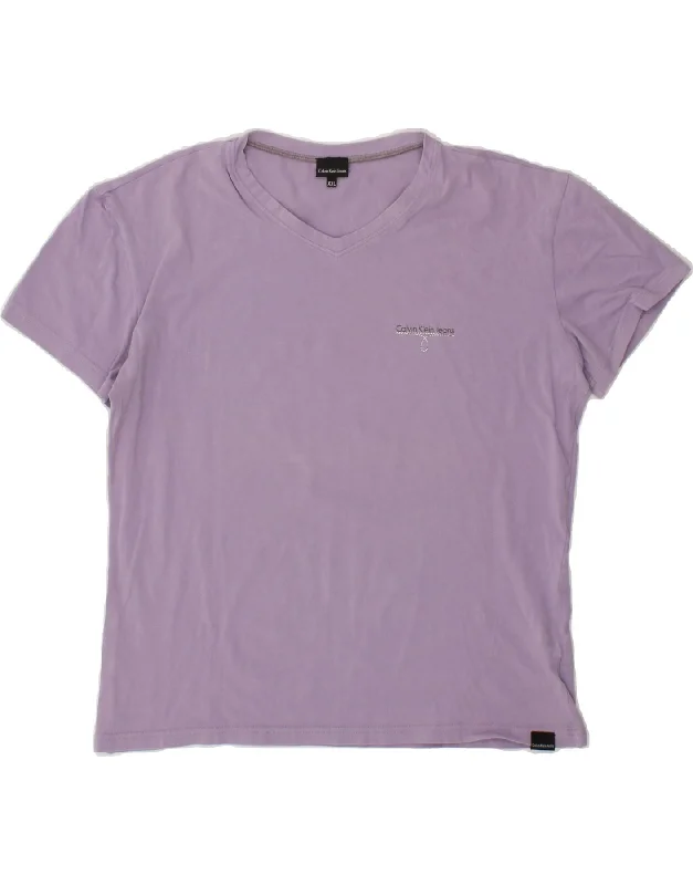 CALVIN KLEIN JEANS Womens T-Shirt Top UK 20 2XL Purple