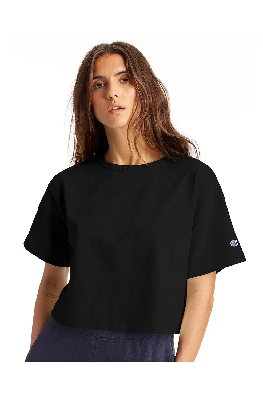 Champion Womens Heritage Cropped Short Sleeve Crewneck T-Shirt - Black