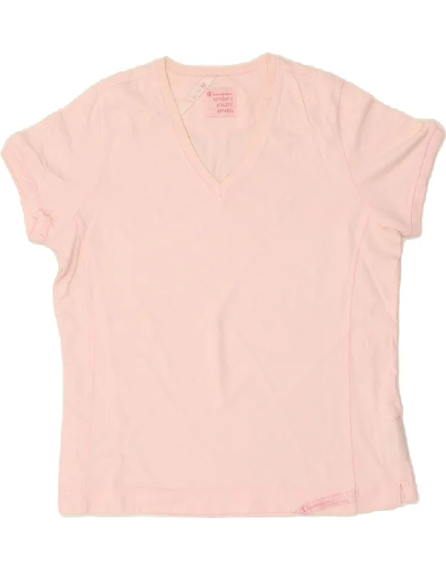 CHAMPION Womens T-Shirt Top UK 14 Medium Pink Cotton