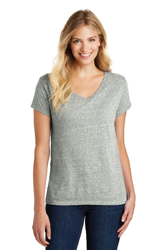 District Womens Astro Short Sleeve V-Neck T-Shirt - Grey - Closeout