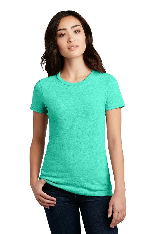 District Womens Perfect Blend Short Sleeve Crewneck T-Shirt - Heather Aqua Green - NEW