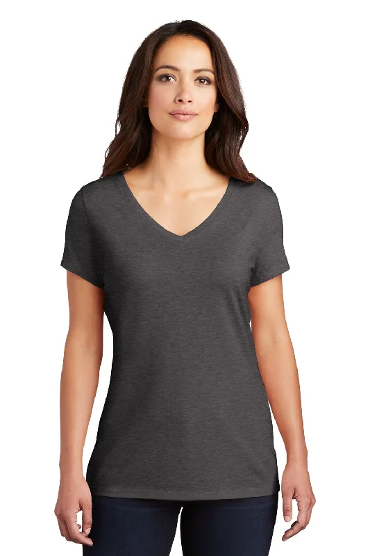 District Womens Perfect Tri Short Sleeve V-Neck T-Shirt - Heather Charcoal Grey