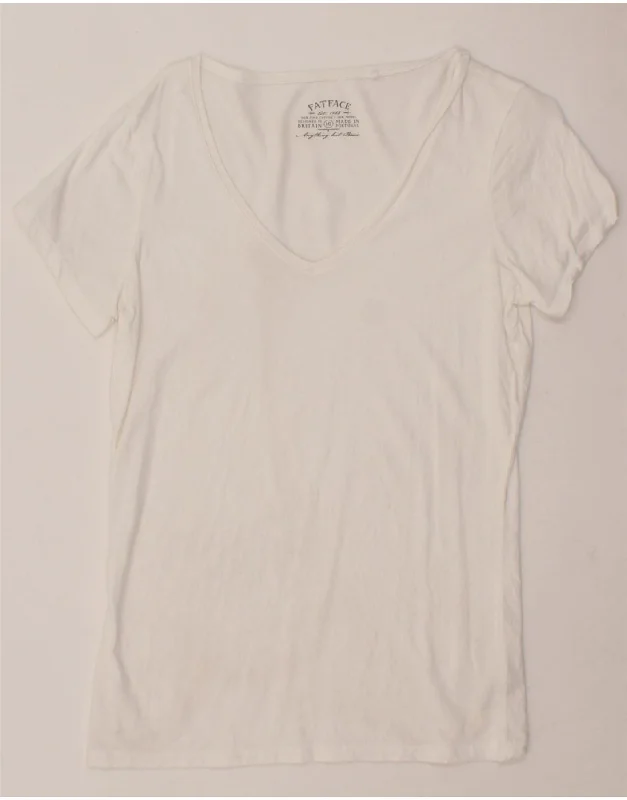 FAT FACE Womens T-Shirt Top UK 10 Small White Cotton