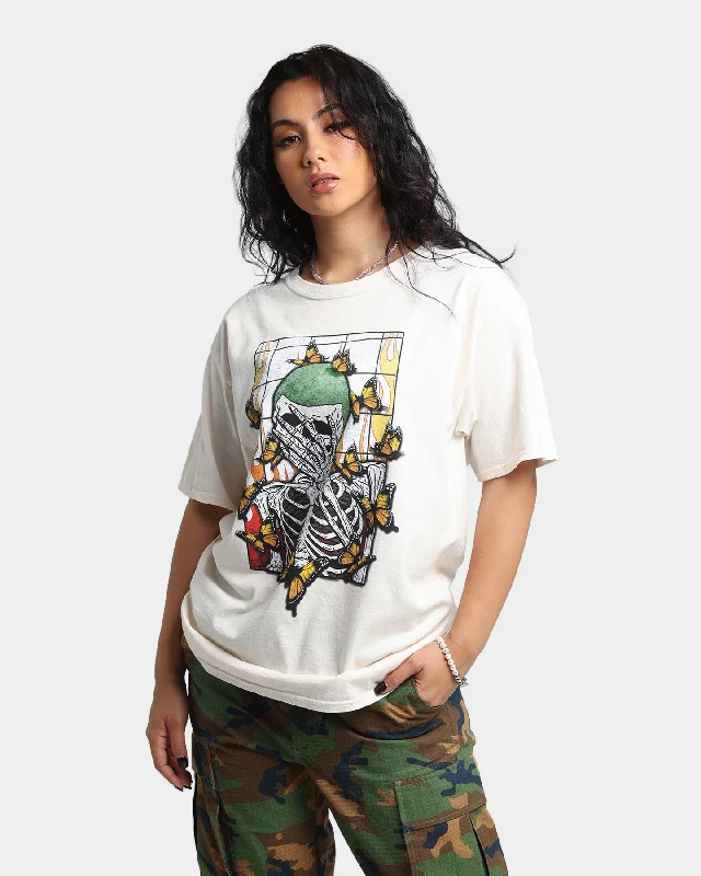 Goat Crew Green Skeleton Vintage T-Shirt White Fleece Fabric Down Fabric Feather Fabric