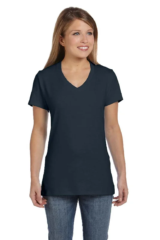 Hanes Womens Nano-T Short Sleeve V-Neck T-Shirt - Vintage Black - Closeout