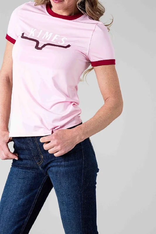 Kimes Ranch Womens Fast Tech T Blush Polyester Blend S/S T-Shirt Houndstooth Herringbone Solid