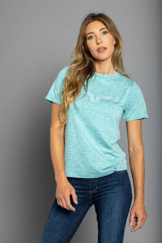 Kimes Ranch Womens Outlier Tech Tee Light Blue Heather Cotton Blend S/S T-Shirt Wool Fabric Cashmere Fabric Tweed Fabric