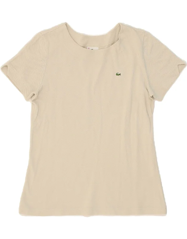 LACOSTE Womens T-Shirt Top Size 40 Medium Beige Cotton