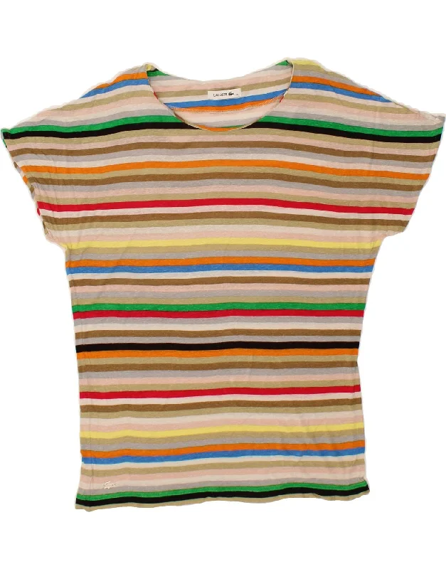 LACOSTE Womens T-Shirt Top Size 44 Large Multicoloured Striped