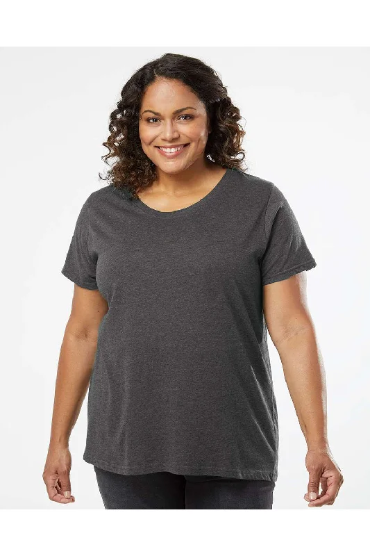 LAT Womens Curvy Collection Fine Jersey Short Sleeve Crewneck T-Shirt - Vintage Smoke Grey - NEW