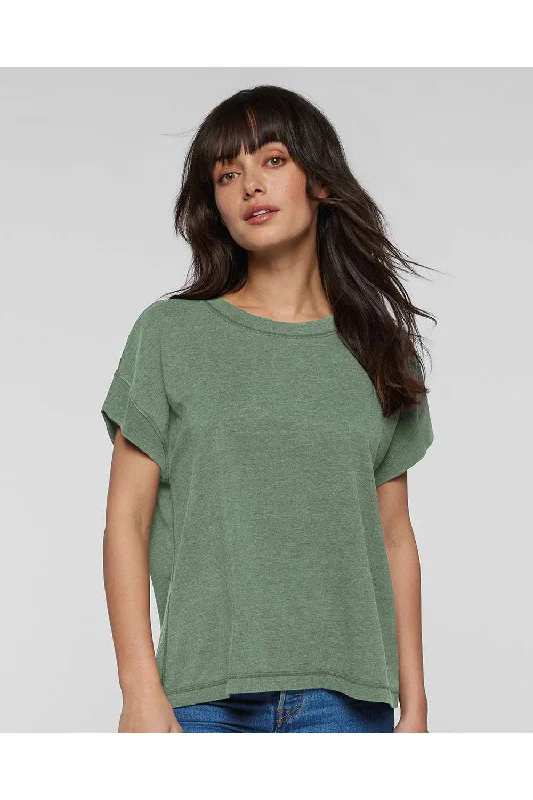 LAT Womens Relaxed Vintage Wash Short Sleeve Crewneck T-Shirt - Basil Green - NEW