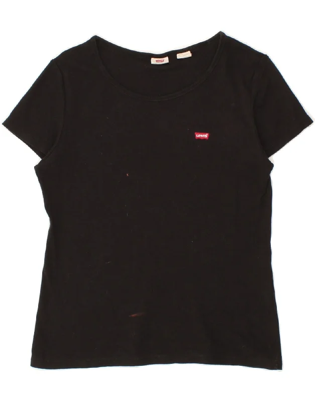 LEVI'S Womens T-Shirt Top UK 14 Large Black