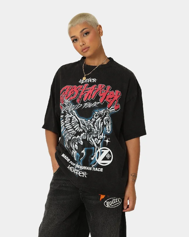 Loiter Firestarter Tour Vintage T-Shirt Vintage Black Chenille Fabric Brocade Fabric Lace Fabric