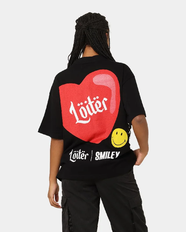 Loiter X Smiley I Heart Loiter Vintage T-Shirt Vintage Black Elegant Classic Vintage