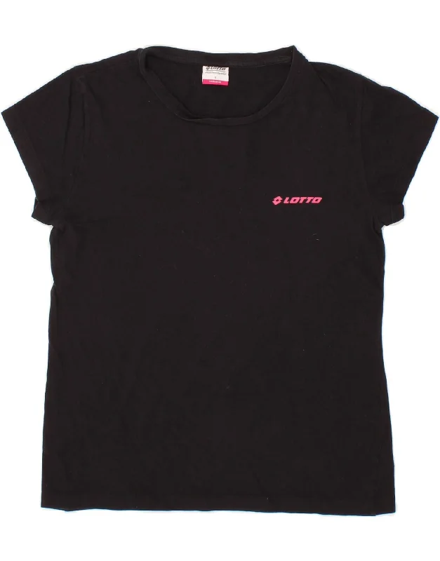 LOTTO Womens T-Shirt Top UK 10 Small Black Cotton