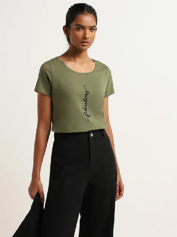 LOV Green Printed T-Shirt