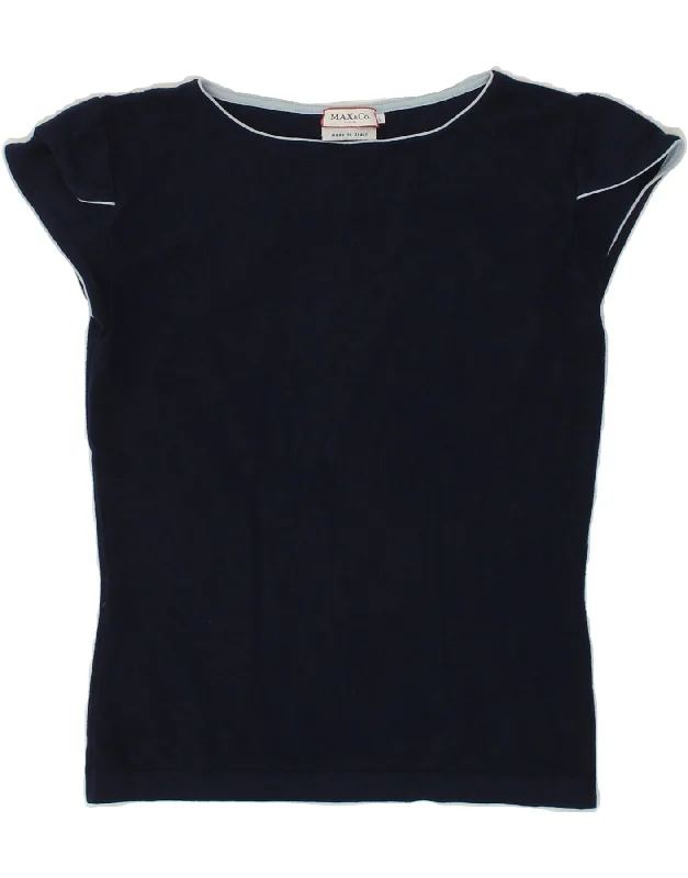 MAX & CO. Womens T-Shirt Top IT 46  Large Navy Blue Viscose