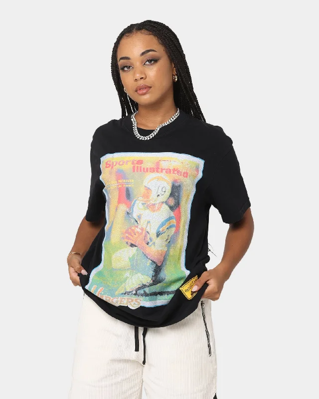 Mitchell & Ness Los Angeles Chargers NFL Sports Illustrated Cover Vintage T-Shirt Faded Black Silk Blend Satin Velvet