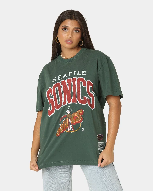 Mitchell & Ness Seattle Supersonics XL Arch Vintage T-Shirt Faded Dark Green Iron Safe Non-Iron Wrinkle Free