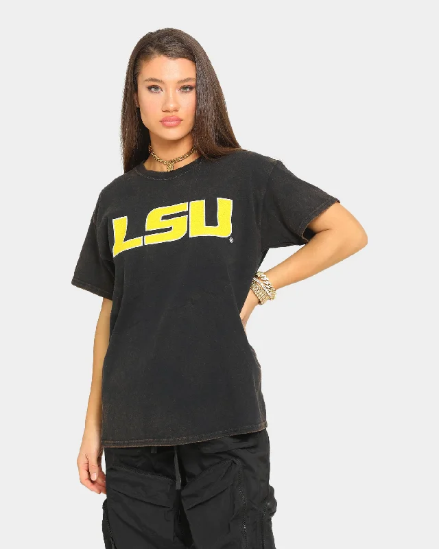 NATIONAL COLLEGIATE ATHLETIC ASSC LSU Vintage Team Logo T-Shirt Black Front Pockets Side Pockets Patch Pockets