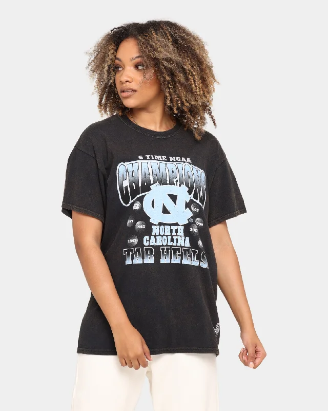 NATIONAL COLLEGIATE ATHLETIC ASSC UNC Tar Heels 6 Time Basketball Vintage T-Shirt Vintage Balck Lace Blend Ribbed Blend Corduroy Blend