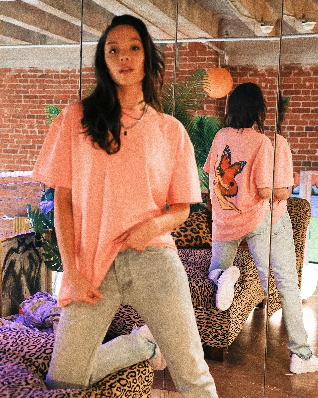 Playboy By CK '76 T-Shirt Pink Terry Blend Velvet Blend Canvas Blend