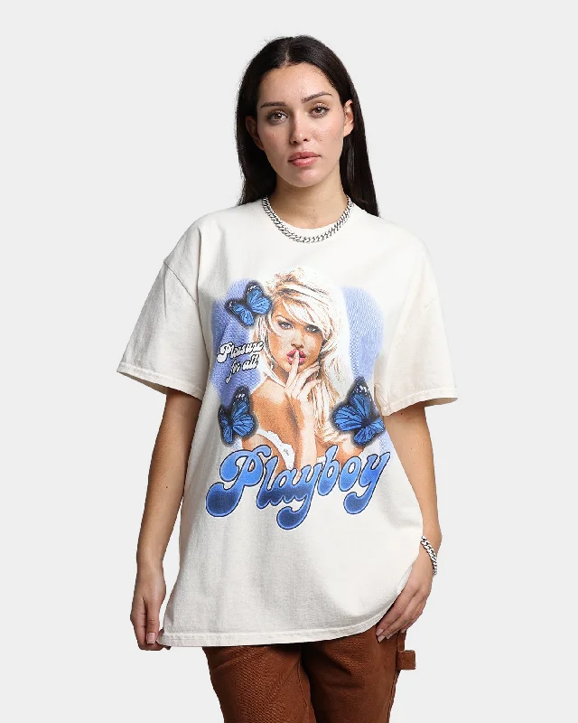 Playboy By CK Pleasure For All Vintage T-Shirt Off White Elasticated Padded Insulated