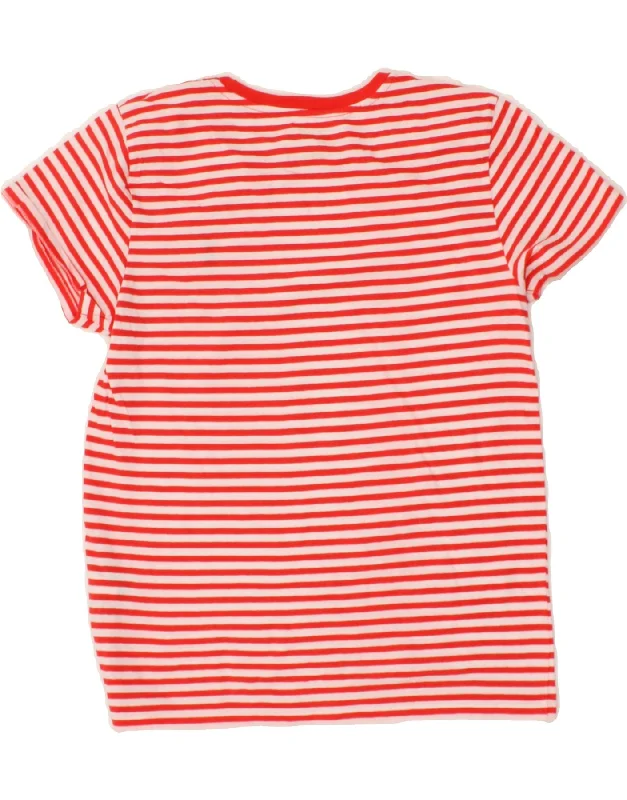 POLO RALPH LAUREN Womens T-Shirt Top UK 14 Large Red Striped Cotton