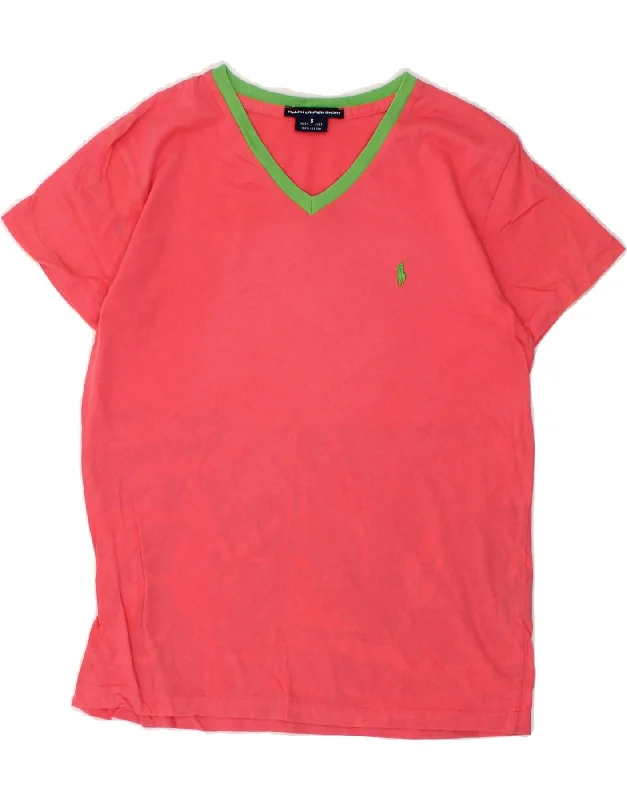 RALPH LAUREN Womens T-Shirt Top UK 10 Small Pink Cotton