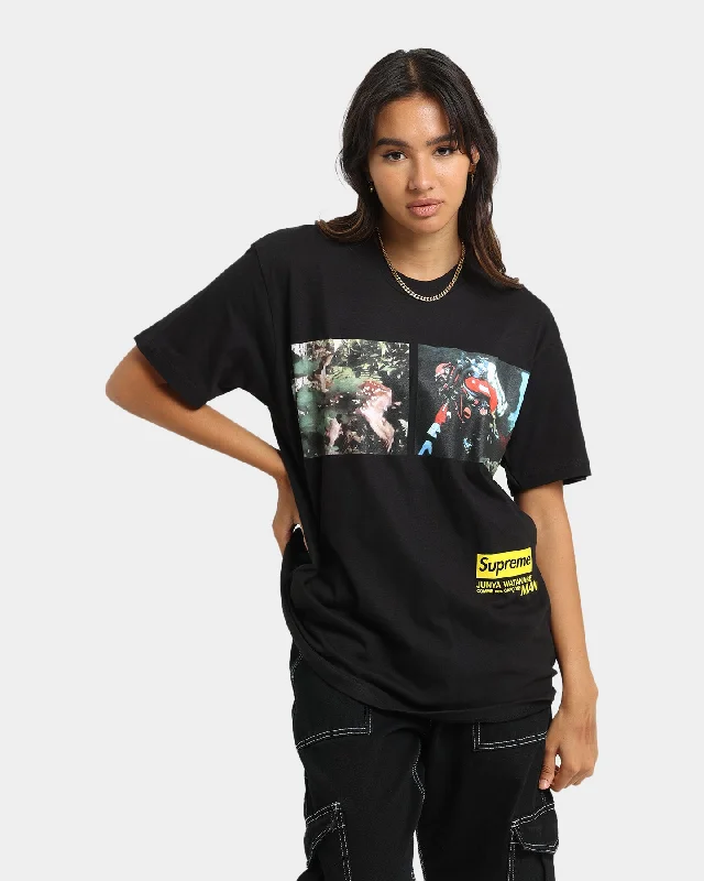 Supreme X Junya Nature T-Shirt Black Cotton Fabric Linen Fabric Terry Fabric