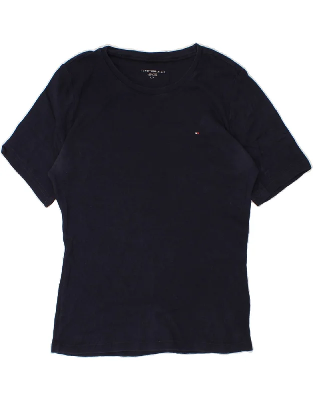 TOMMY HILFIGER Womens T-Shirt Top UK 14 Large Navy Blue Cotton