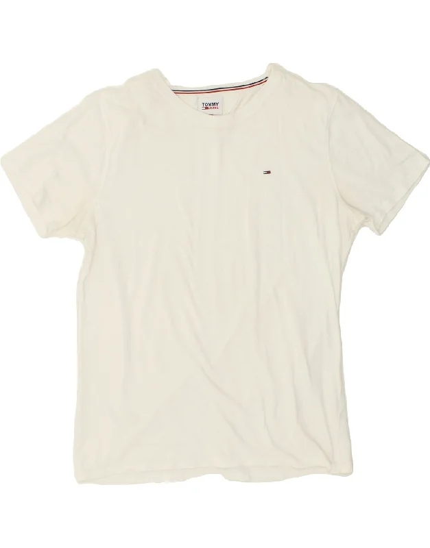 TOMMY HILFIGER Womens T-Shirt Top UK 16 Large White Cotton