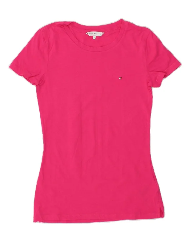 TOMMY HILFIGER Womens T-Shirt Top UK 4 XS Pink Cotton