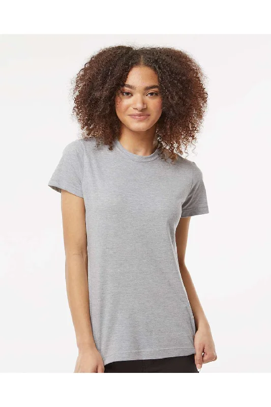 Tultex Womens Fine Jersey Classic Fit Short Sleeve Crewneck T-Shirt - Heather Grey - NEW