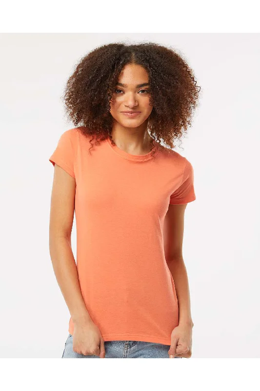 Tultex Womens Fine Jersey Slim Fit Short Sleeve Crewneck T-Shirt - Coral Orange - NEW