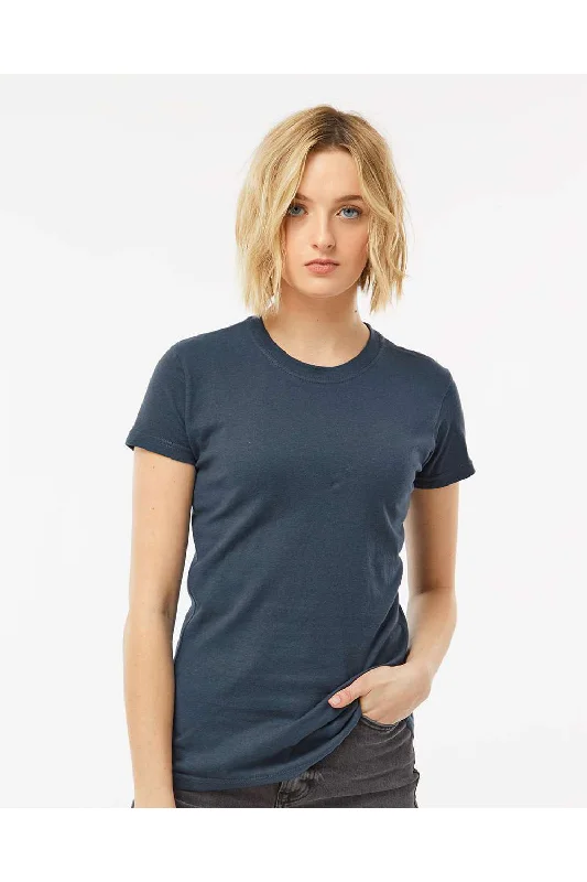 Tultex Womens Fine Jersey Slim Fit Short Sleeve Crewneck T-Shirt - Indigo Blue - NEW