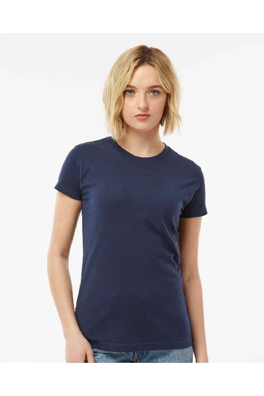 Tultex Womens Fine Jersey Slim Fit Short Sleeve Crewneck T-Shirt - Navy Blue - NEW