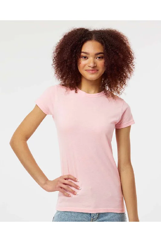 Tultex Womens Fine Jersey Slim Fit Short Sleeve Crewneck T-Shirt - Pink - NEW