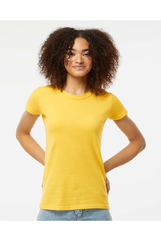 Tultex Womens Fine Jersey Slim Fit Short Sleeve Crewneck T-Shirt - Sunshine Yellow - NEW