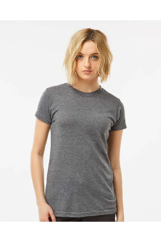 Tultex Womens Poly-Rich Short Sleeve Crewneck T-Shirt - Heather Charcoal Grey - NEW