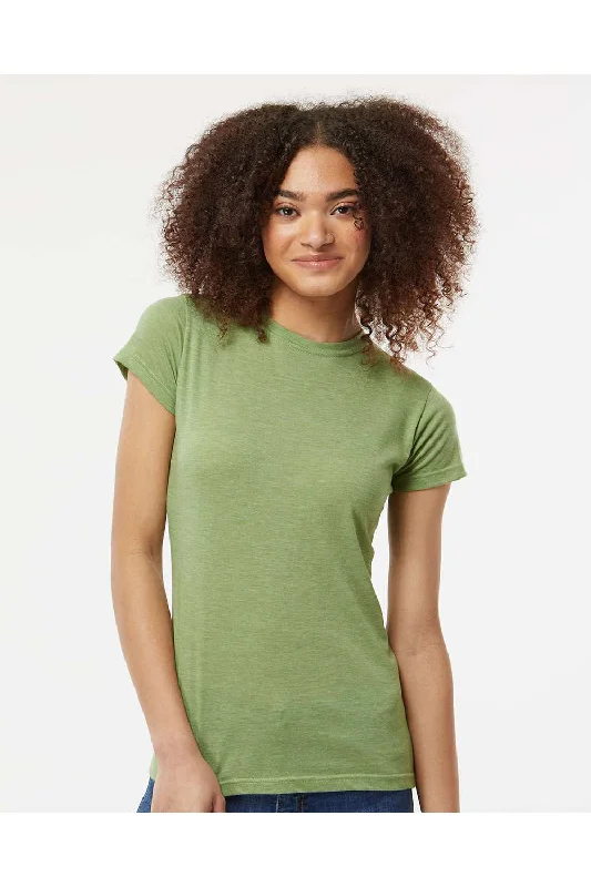 Tultex Womens Poly-Rich Short Sleeve Crewneck T-Shirt - Heather Green - NEW