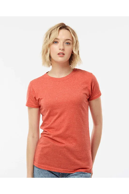 Tultex Womens Poly-Rich Short Sleeve Crewneck T-Shirt - Heather Orange - NEW