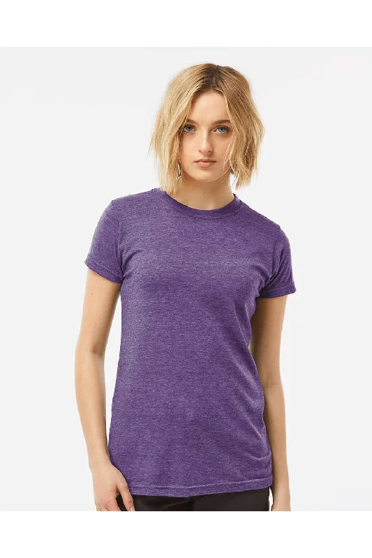 Tultex Womens Poly-Rich Short Sleeve Crewneck T-Shirt - Heather Purple - NEW