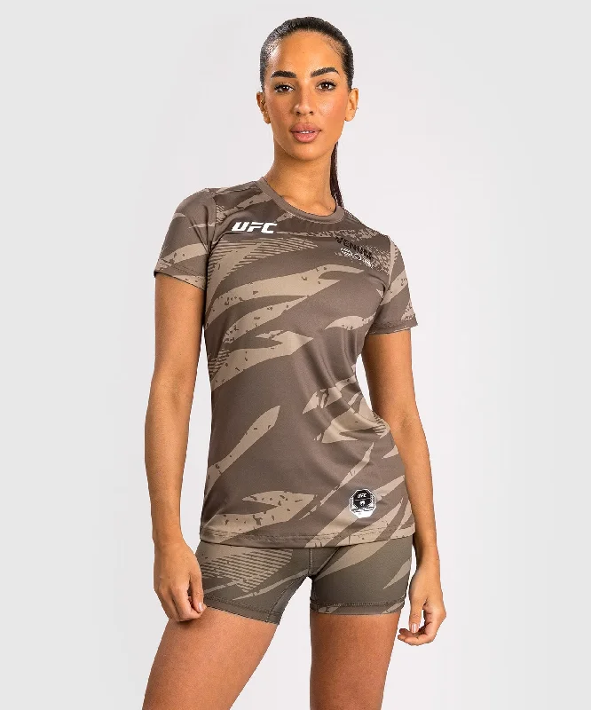 UFC Adrenaline by Venum Fight Week Women’s Dry-Tech T-shirt - Desert Camo Rayon Fabric Velvet Fabric Corduroy Fabric
