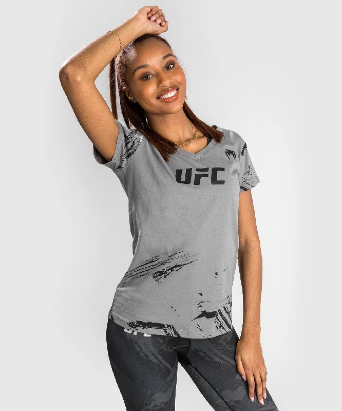 UFC Venum Authentic Fight Week 2.0 Women’s Short Sleeve T-Shirt - Grey Knit Fabric Woven Fabric Fleece Fabric