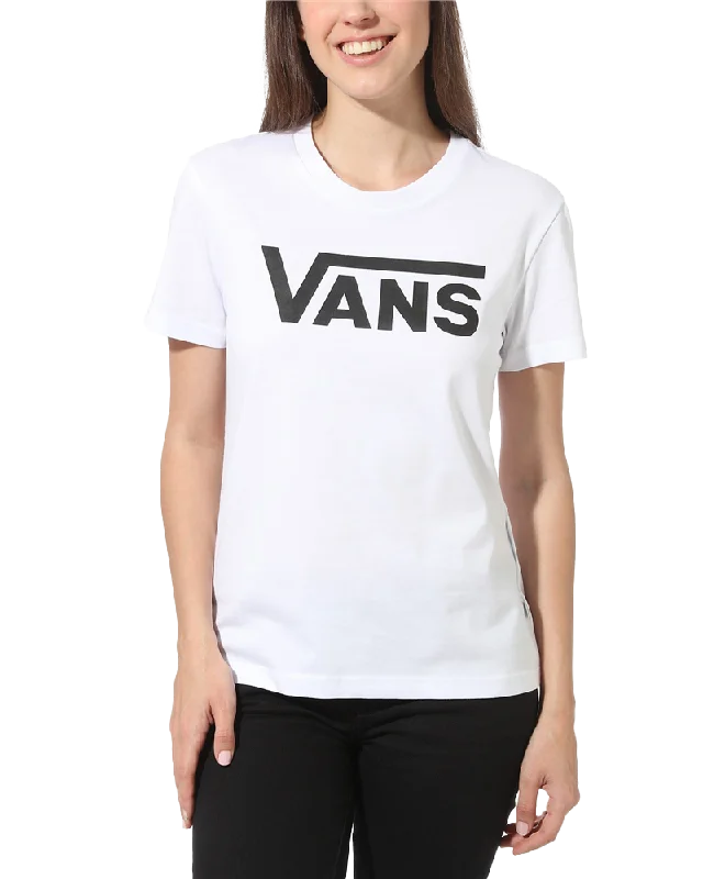 Flying V T-Shirt in White & Black Basic T-Shirt Crew Neck Short Sleeve