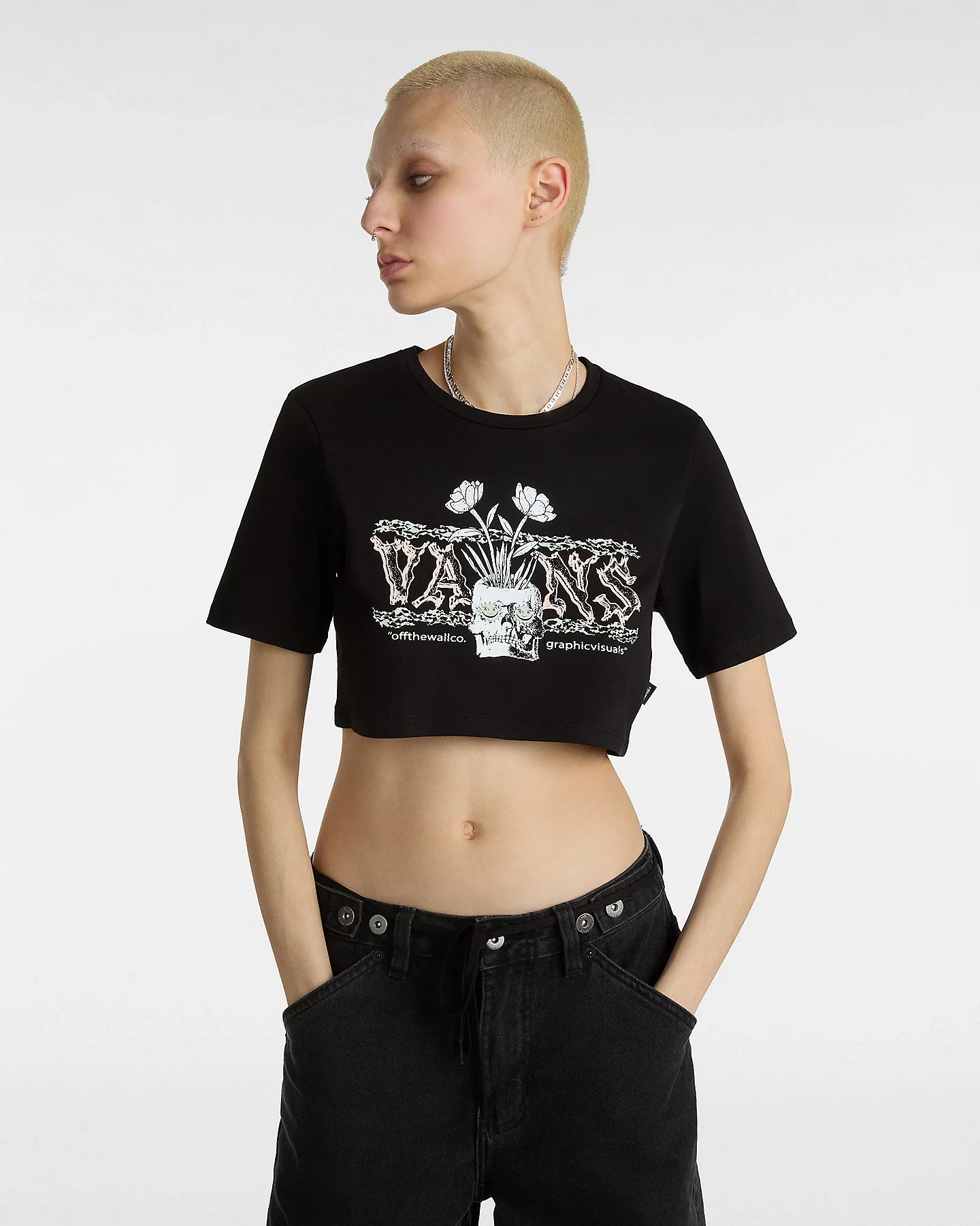 Growing Ideas Crop II T-Shirt in Black Hooded Caped Shawl Collar